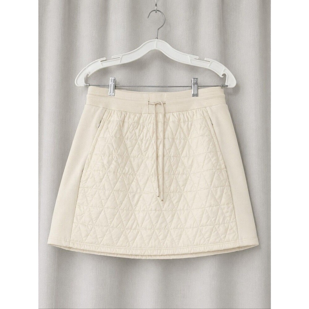 Athleta Solstice Chantilly Cream White Quilted Water Repellant Puffer Mini Skirt